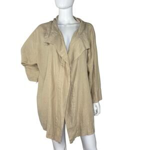 Connie’s Moonlight Linen Open Jacket Beige Neutral Artsy Lagenlook Size XL